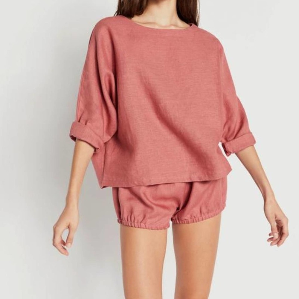 Suzie Kondi The Safari Linen Oversized Pink Top- Dessert Rose XS - Picture 11 of 11